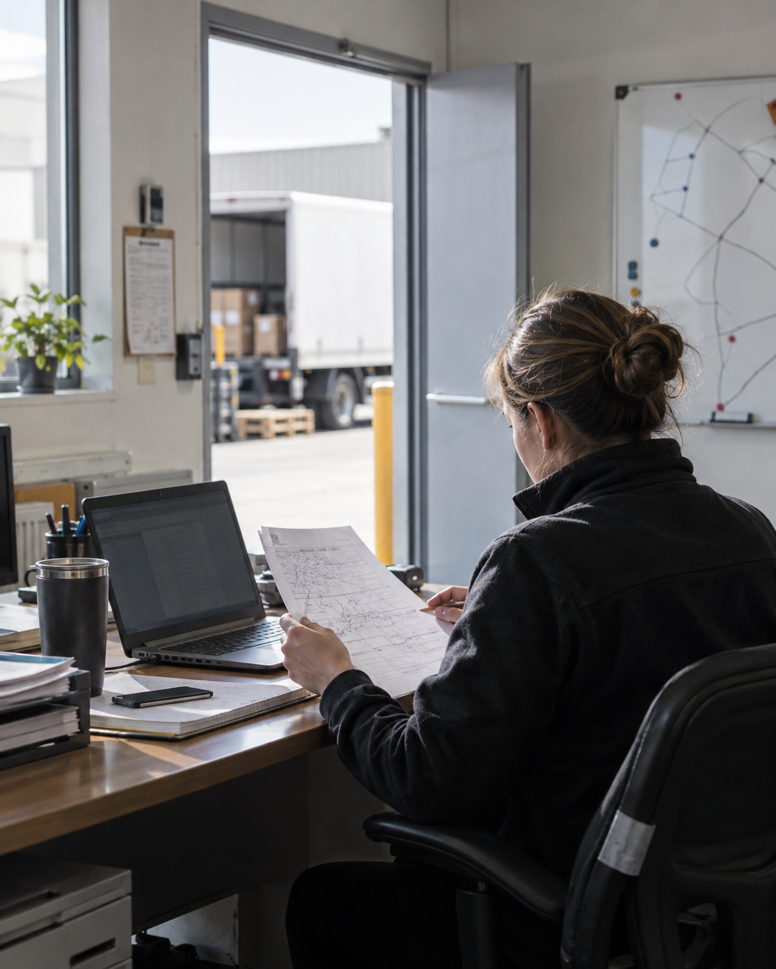 Dispatch coordinator working in a logistics setting