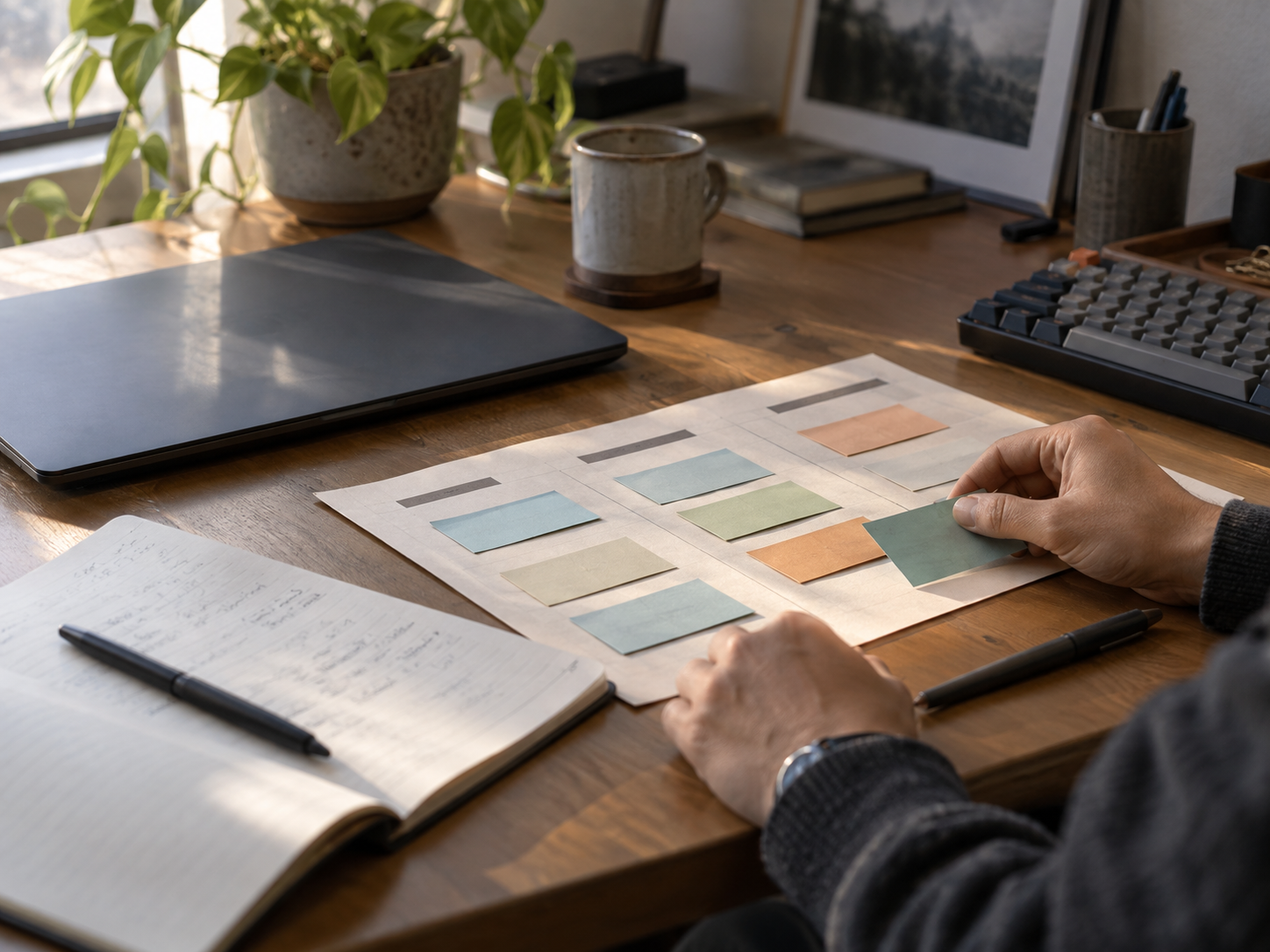Ordinateur portable et notes de tâches sur un bureau de travail